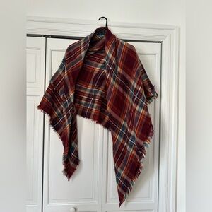 Orange/Red Plaid Blanket Scarf